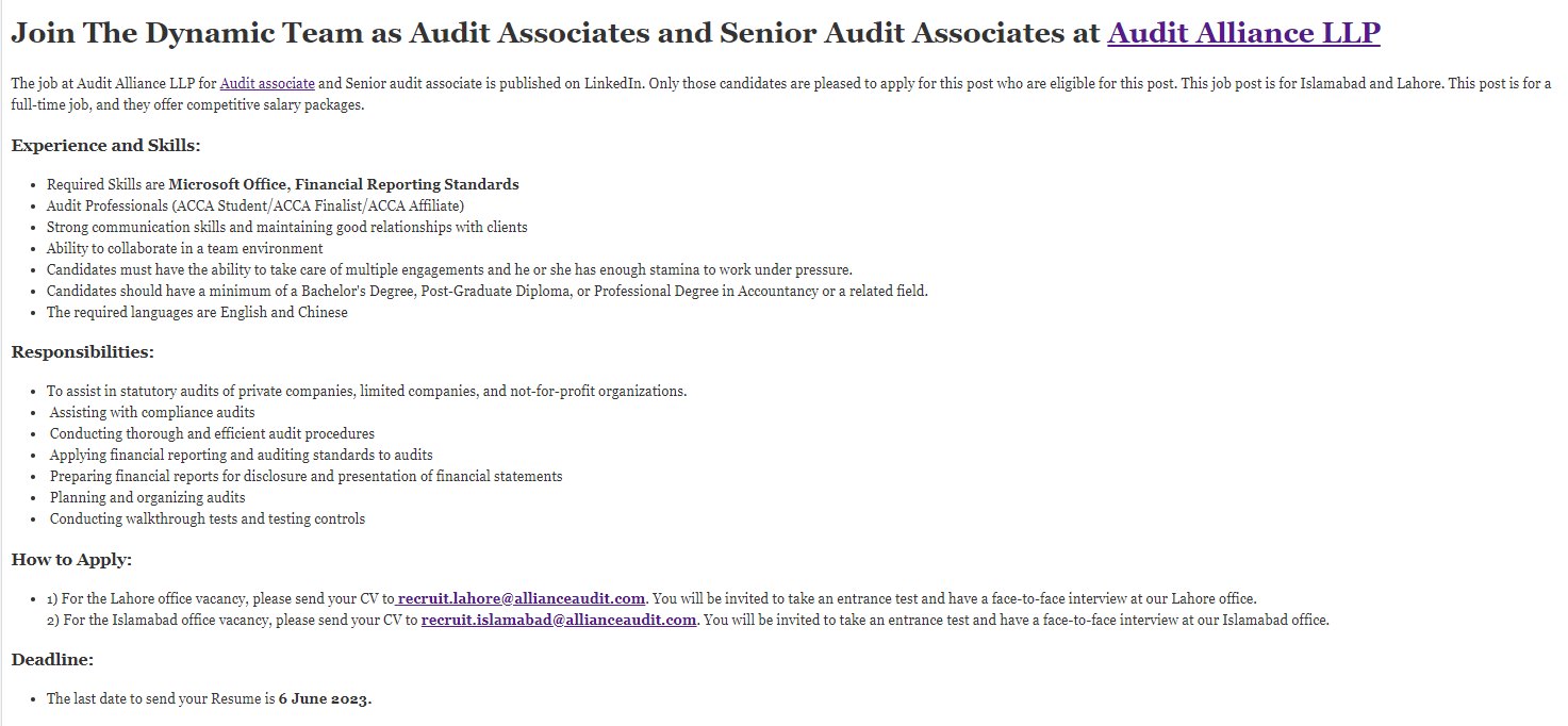 Join Our Team as Audit Associates and Senior Audit Associates
