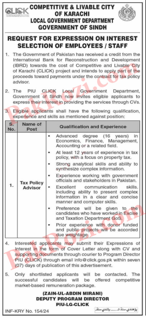 Join the Local Government Department of Sindh Government