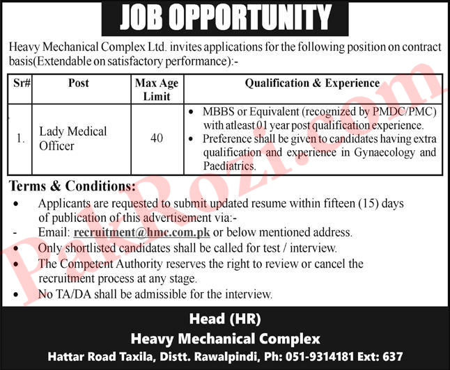 Opportunity Alert: Lady Doctor Position Available at HMC Ltd in 2024!
