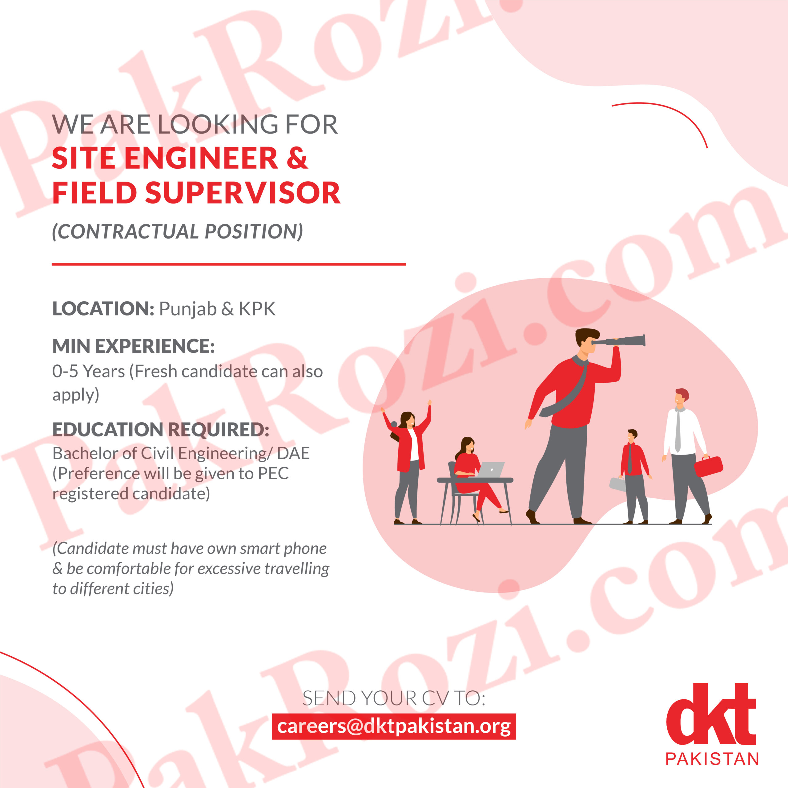  Join DKT Pakistan as a Site Engineer & Field Supervisor