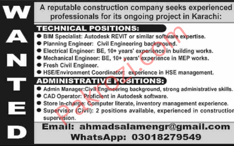 Construction Job in private sector